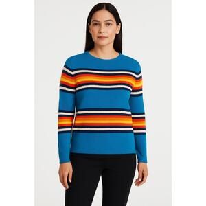 Lauren Ralph Lauren Multicolored Striped Long Sleeve Crew Neck Sweater Petite LG